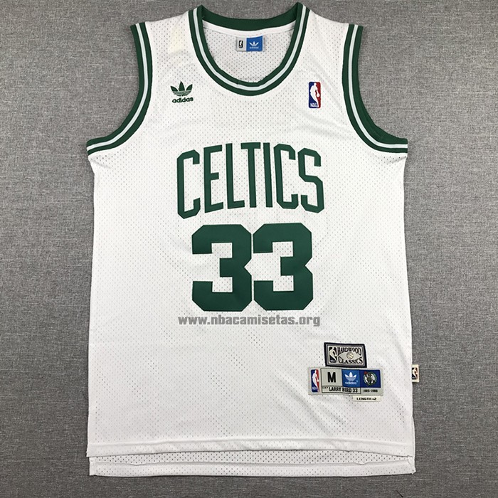 Camiseta Boston Celtics Larry Bird NO 33 Hardwood Classics Throwback Blanco